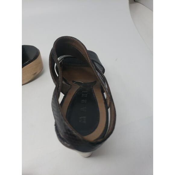 Marni Platform Wooden Heels Brown Black Snake Leather Made in Italy SZ 38 Womens - Picture 5 of 12